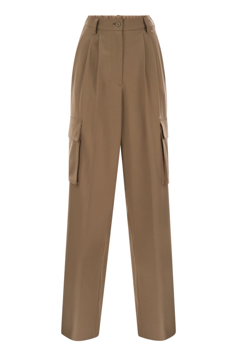HERNO Wide Leg Wool Blend Cargo Pants