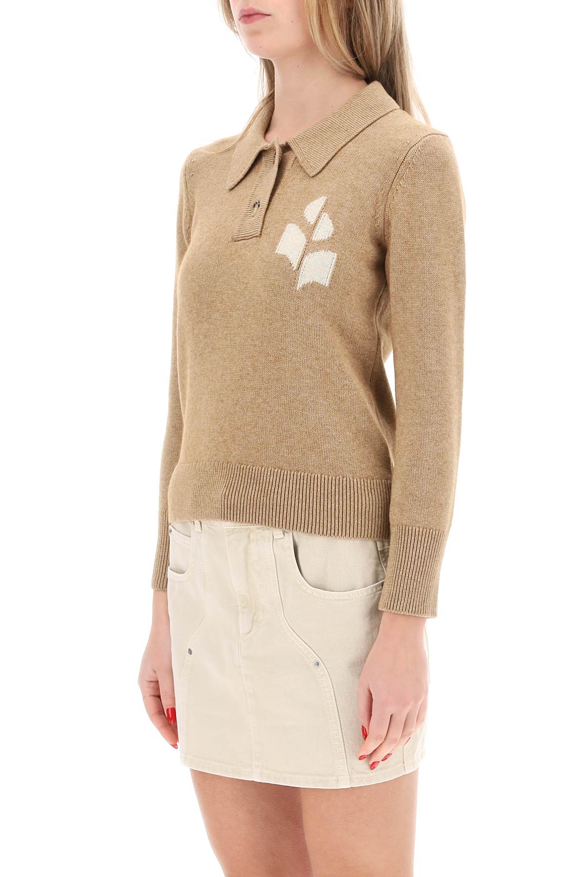 ISABEL MARANT ETOILE Melange Cotton Blend Nola Polo Shirt