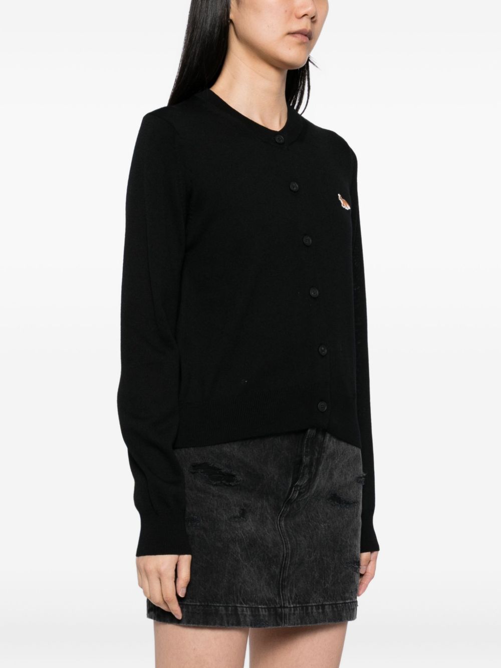 MAISON KITSUNÉ Women’s Wool Cardigan with V-Neck and Front Pockets
