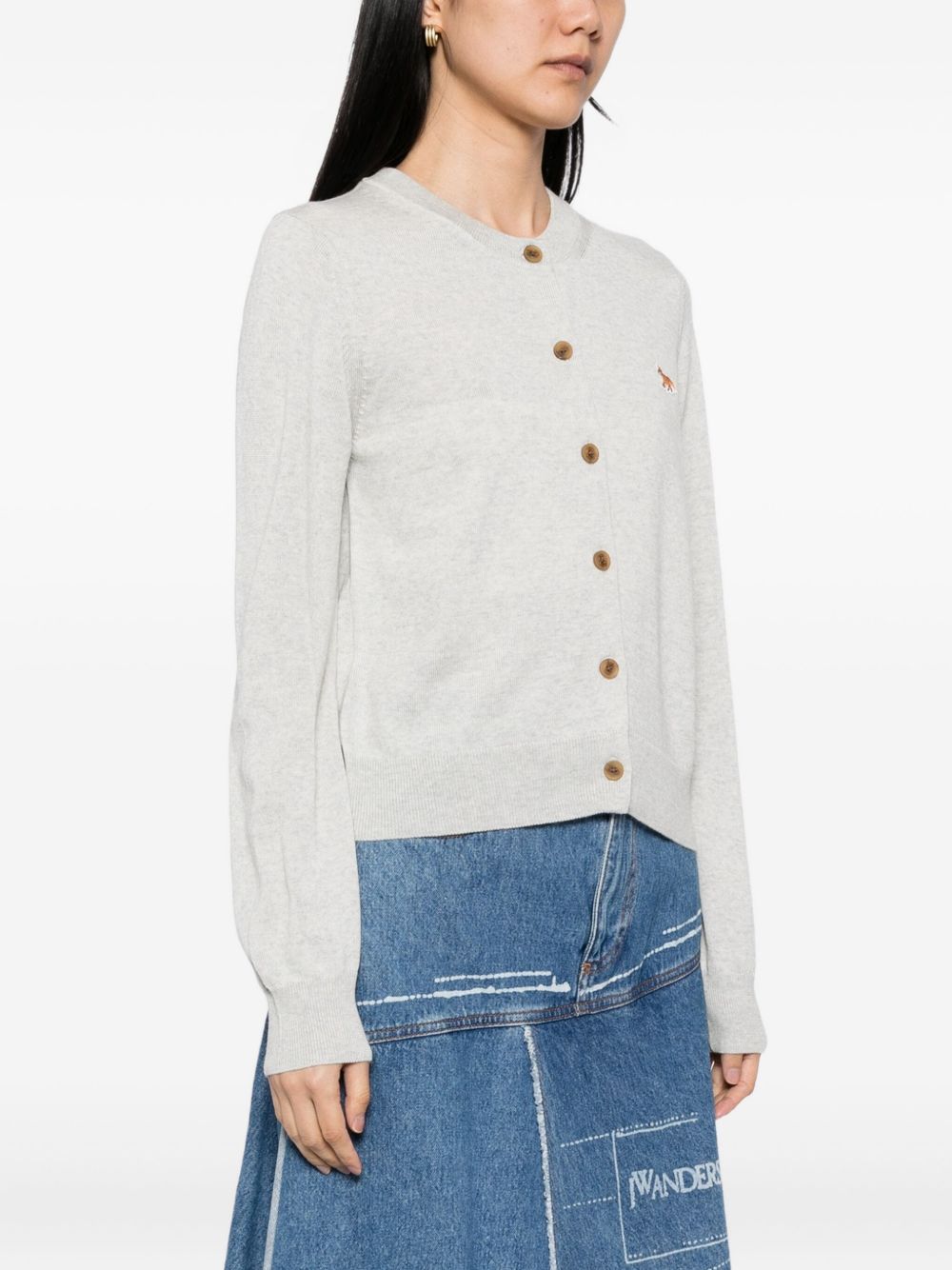 MAISON KITSUNÉ Wool Cardigan with Fox Logo Patch for Women