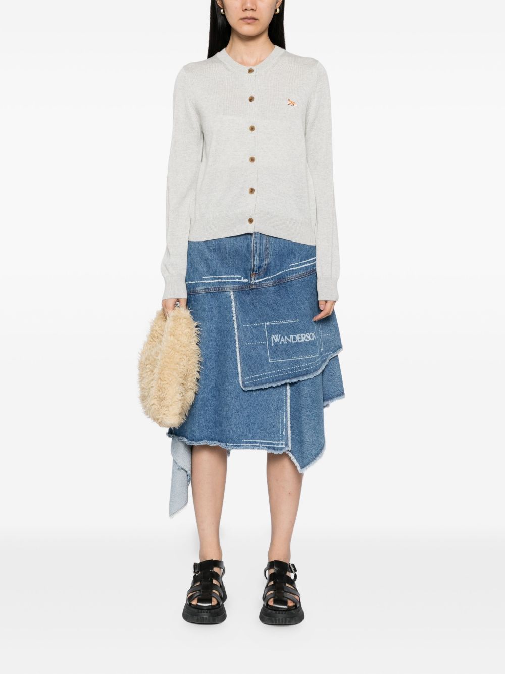 MAISON KITSUNÉ Wool Cardigan with Fox Logo Patch for Women