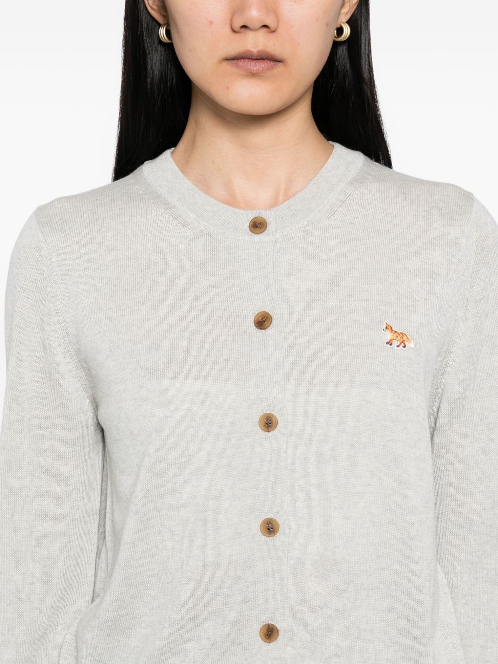 MAISON KITSUNÉ Wool Cardigan with Fox Logo Patch for Women