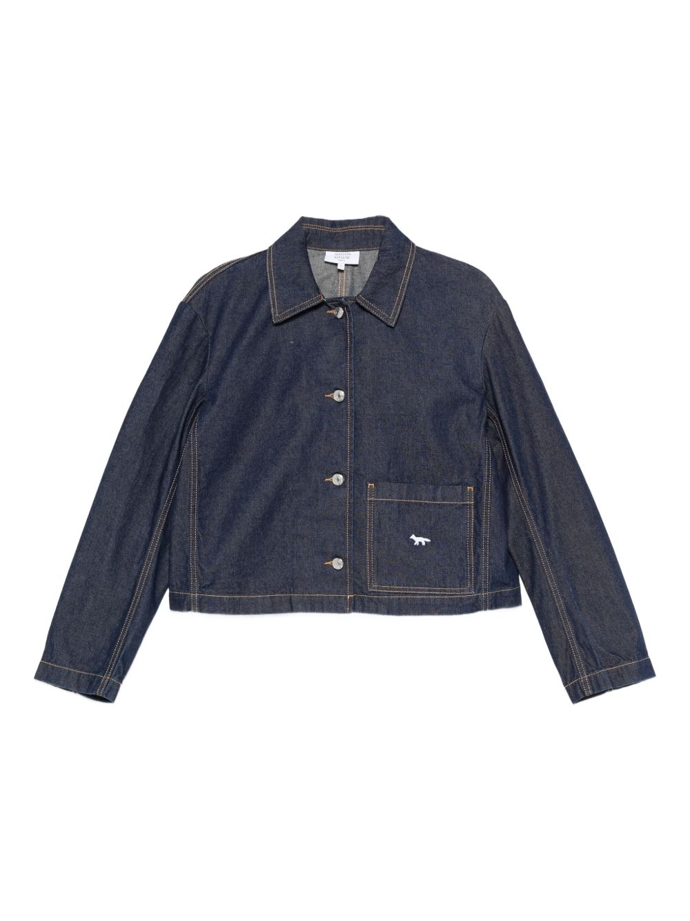 MAISON KITSUNÉ Cropped Denim Jacket with Signature Fox Detail