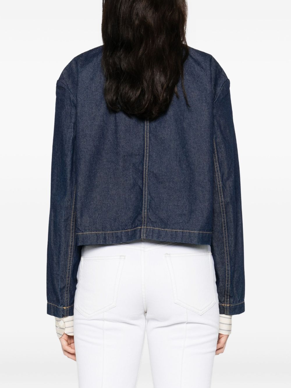 MAISON KITSUNÉ Cropped Denim Jacket with Signature Fox Detail