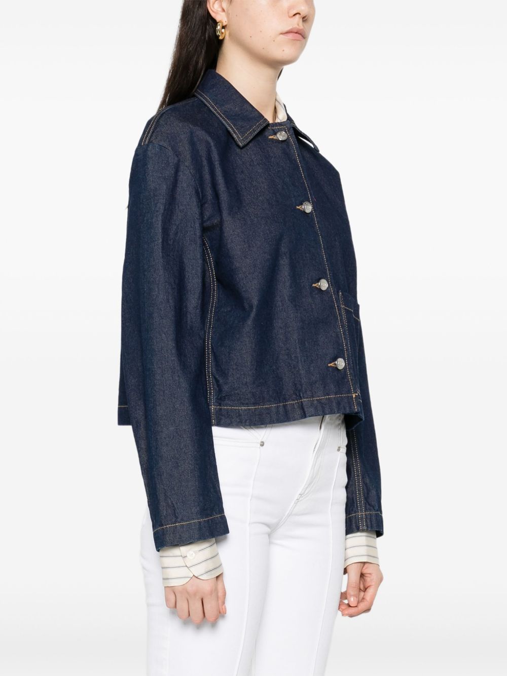 MAISON KITSUNÉ Cropped Denim Jacket with Signature Fox Detail