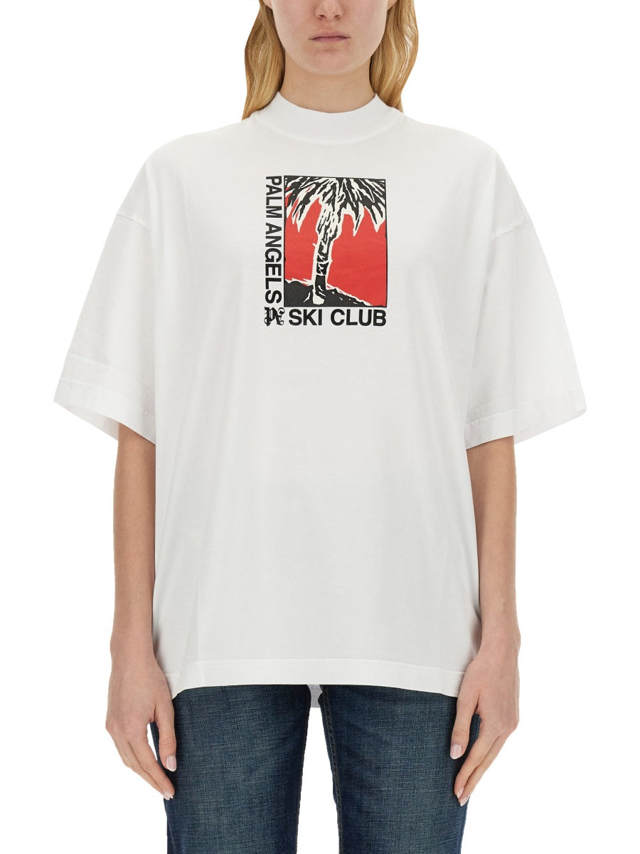 PALM ANGELS Relaxed Fit Ski Club T-Shirt - Size S