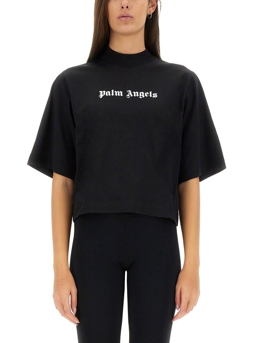PALM ANGELS Cropped Logo T-Shirt for Women - Size S