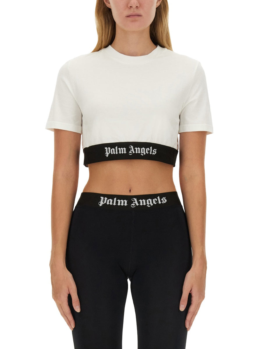 PALM ANGELS Cropped Logo T-Shirt (S)