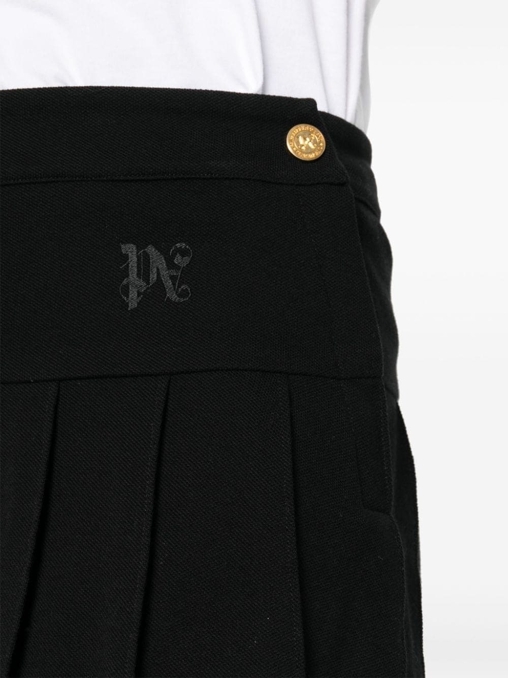 PALM ANGELS Monogram Pleated Mini Skirt