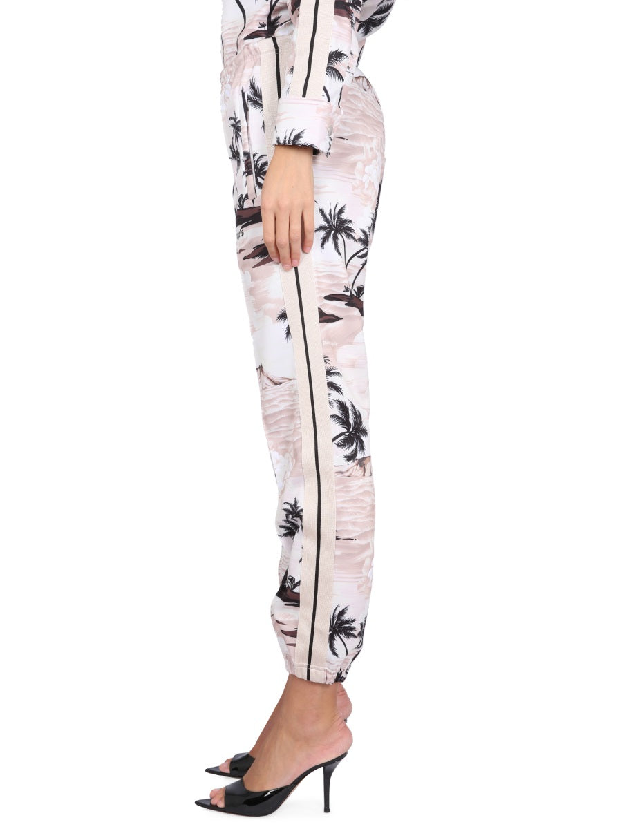 PALM ANGELS Island Print Pants with Elastic Waistband