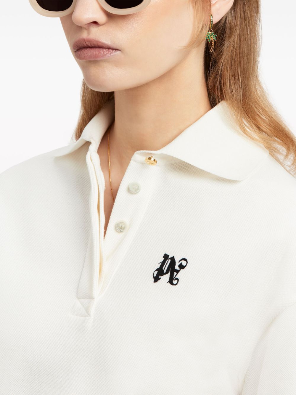 PALM ANGELS Mini Monogram Cropped Polo Shirt
