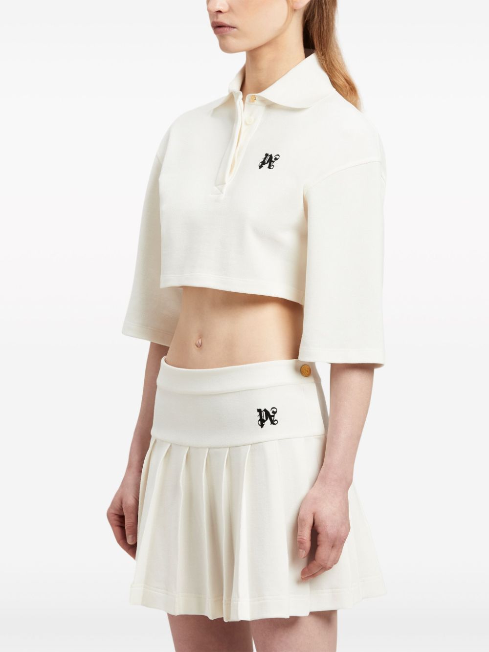 PALM ANGELS Mini Monogram Cropped Polo Shirt