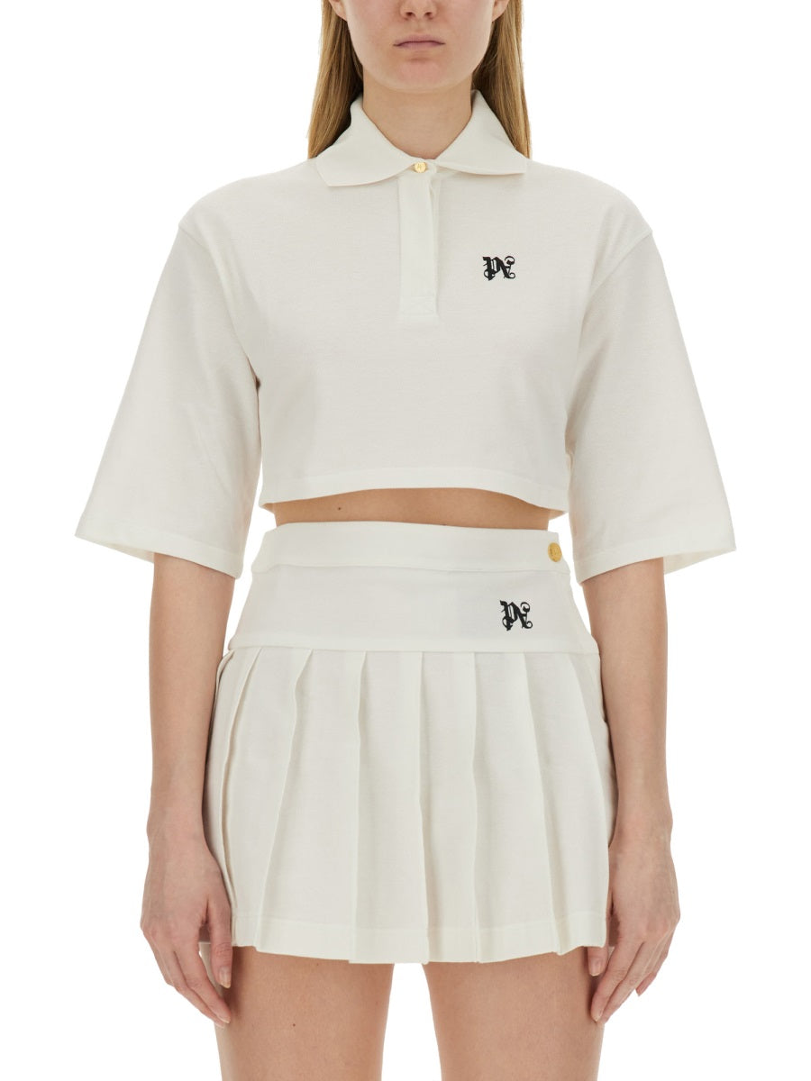 PALM ANGELS Monogram Cropped Polo Shirt - Women's Size S