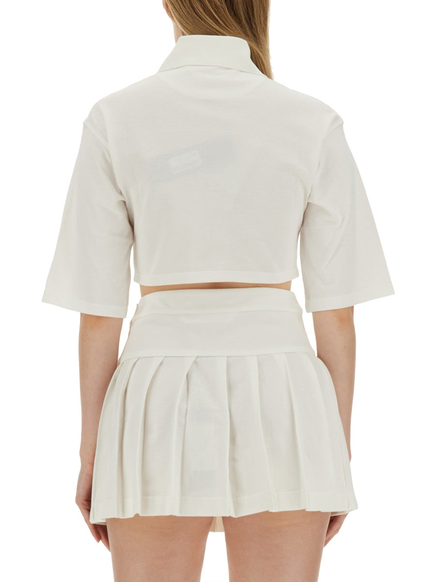 PALM ANGELS Monogram Cropped Polo Shirt - Women's Size S