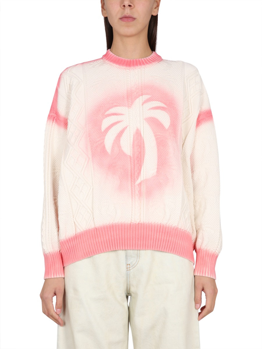 PALM ANGELS Patent Leather Effect Mini Palm Sweater