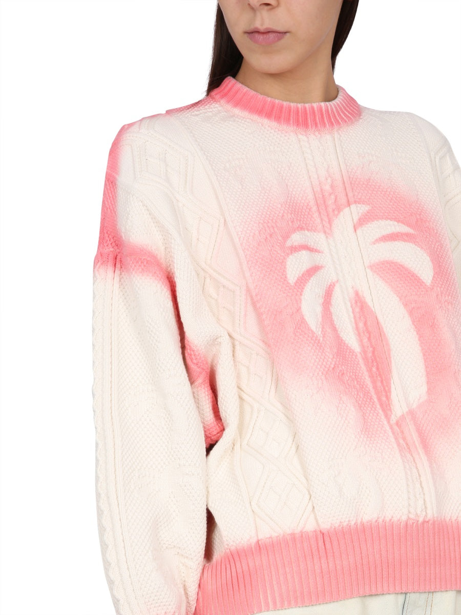 PALM ANGELS Patent Leather Effect Mini Palm Sweater