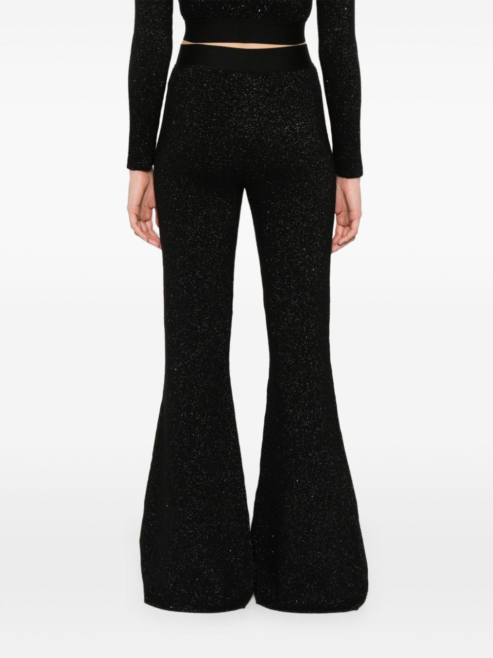PALM ANGELS Flared Trousers with Logo Tape and Lurex Detailing