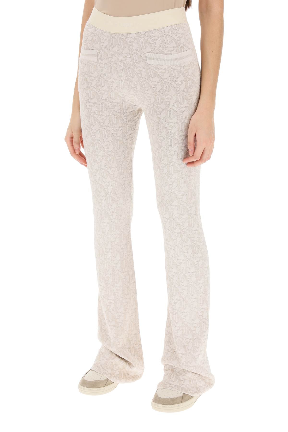 PALM ANGELS Monogram Jacquard Knit Trousers - Flared Style