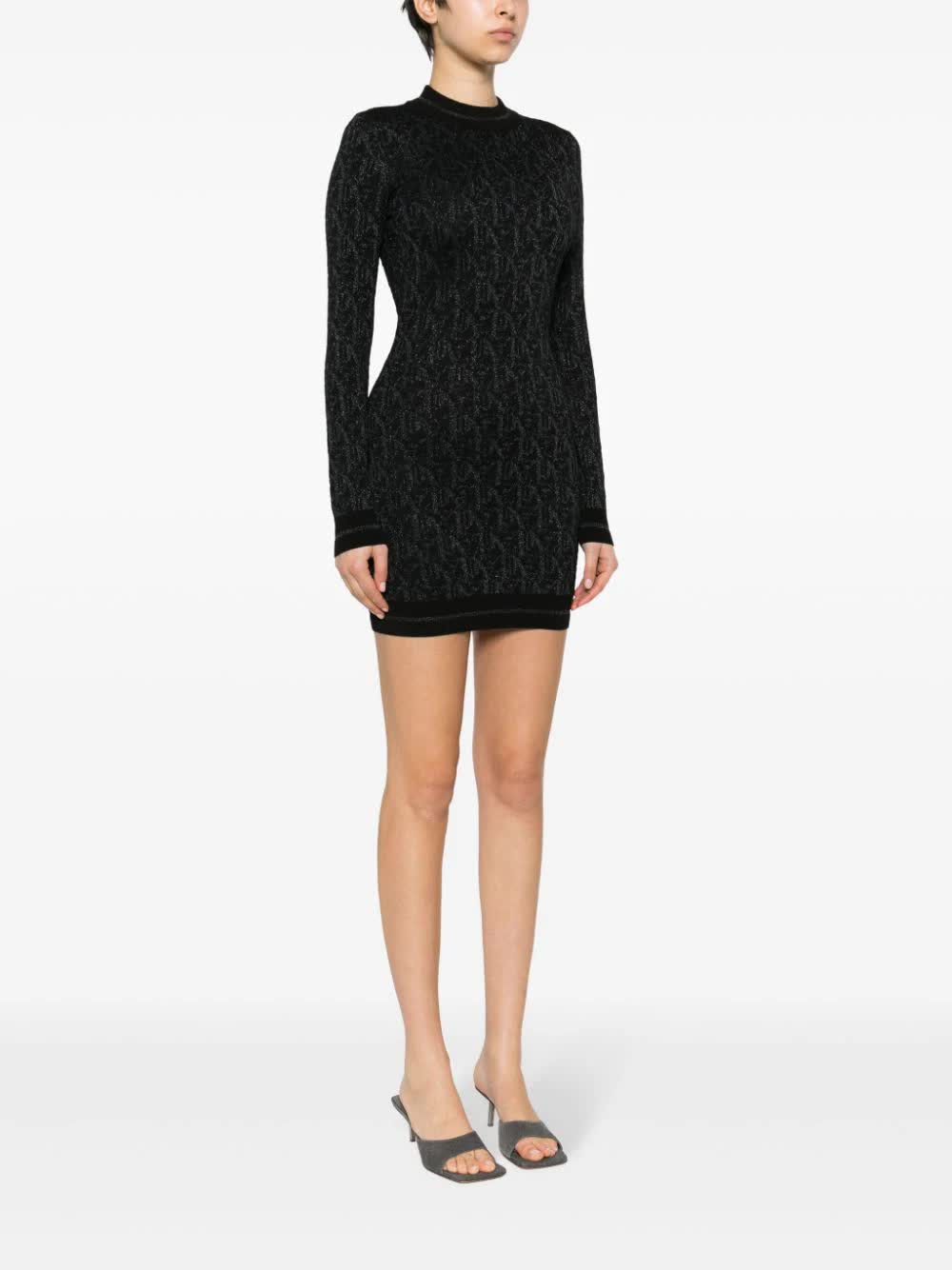 PALM ANGELS Elegant Monogram Jacquard Mini Dress