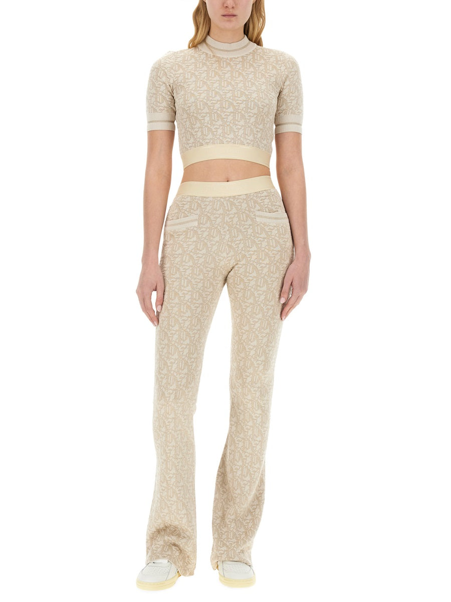 PALM ANGELS Cropped Monogram T-Shirt - Size S