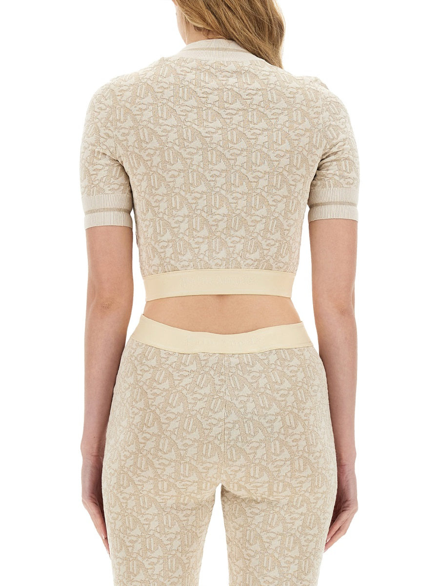 PALM ANGELS Cropped Monogram T-Shirt - Size S