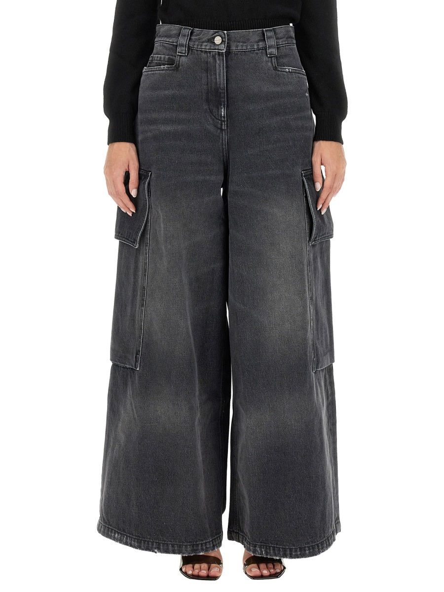 PALM ANGELS Oversized Women's Wide Parachute Jeans - Size 27