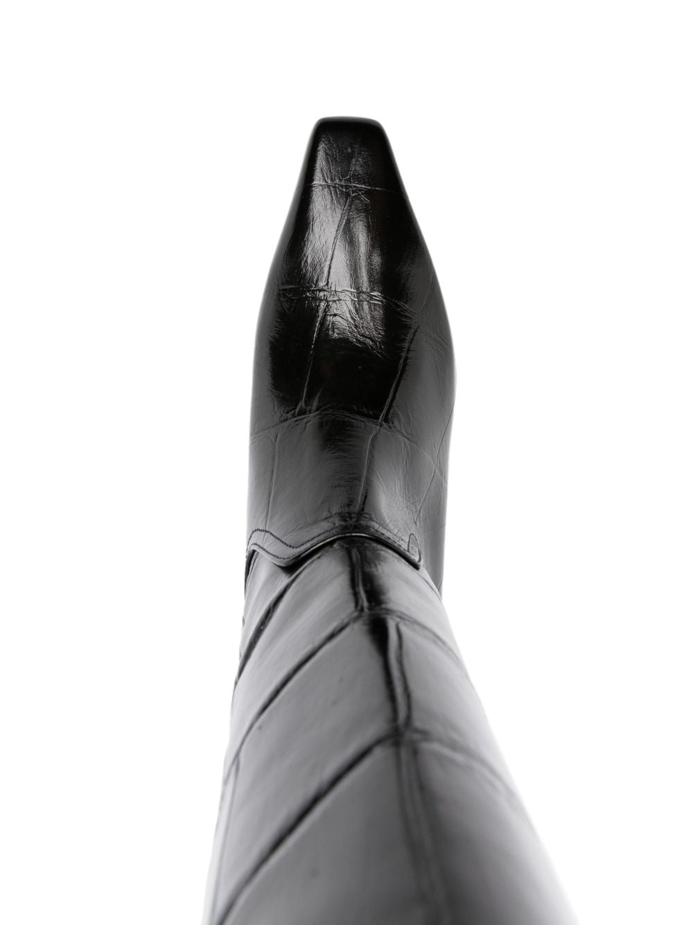 PARIS TEXAS Pointy Toe Croco-Print Leather Boots for Women