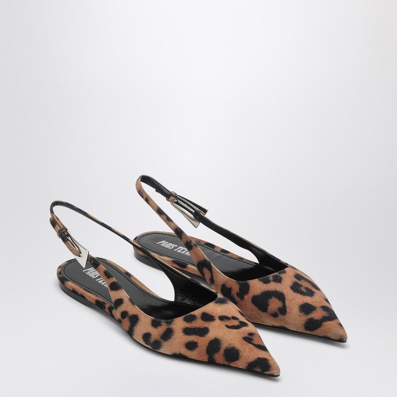 PARIS TEXAS Leopard Print Low Slingback Pumps for Women