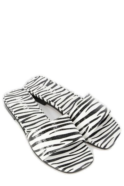 PARIS TEXAS Zebra-Print Flat Sandals (1.5 cm Heel)