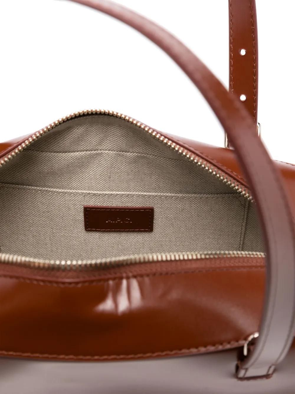 A.P.C. Leather Handbag with Top Zipper and Removable Strap 28x18x10 cm