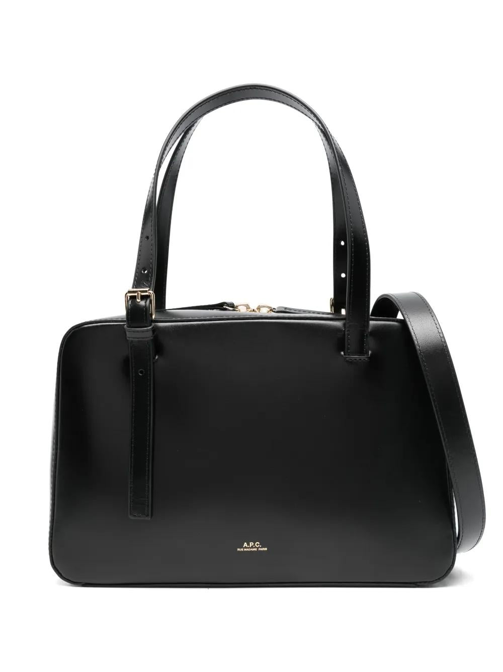 A.P.C. Smooth Leather Handbag with Top Zip Closure - 28 cm x 18 cm x 10 cm