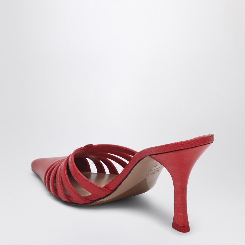 PARIS TEXAS Pointed Perforated Leather Flat with Flared Heel