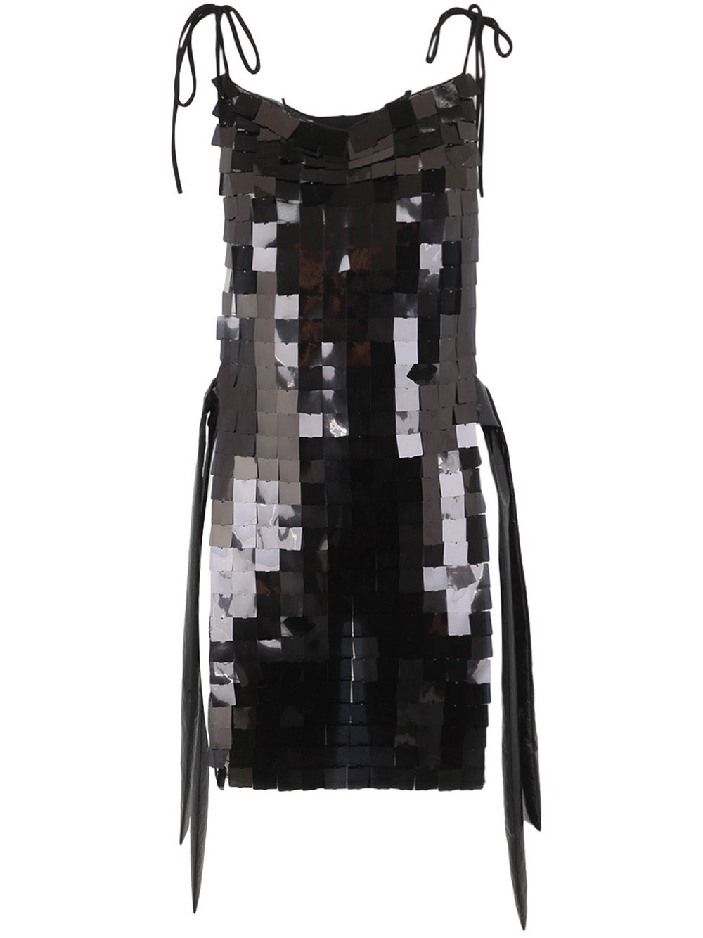 MARIA CALDERARA Macro Square Sequins on Tulle Mini Dress