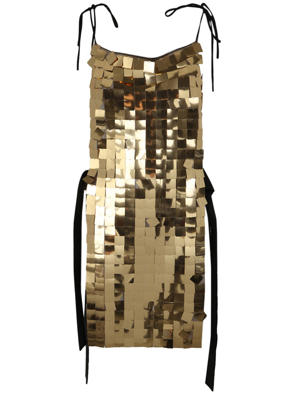 MARIA CALDERARA Macro Square Sequins on Tulle Mini Dress