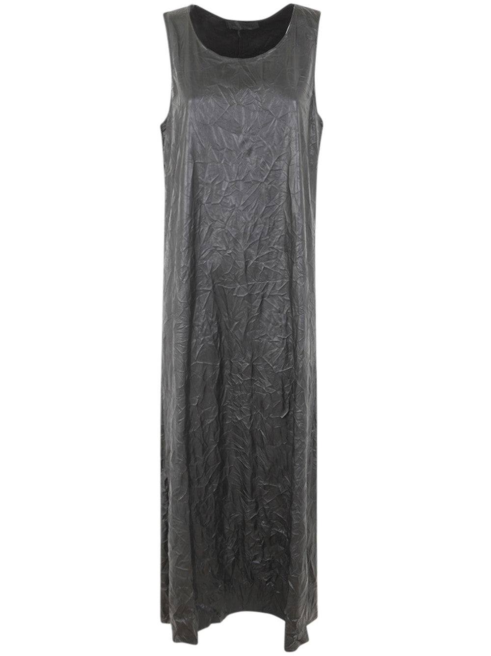 MARIA CALDERARA Crinkled Faux Leather Long Dress