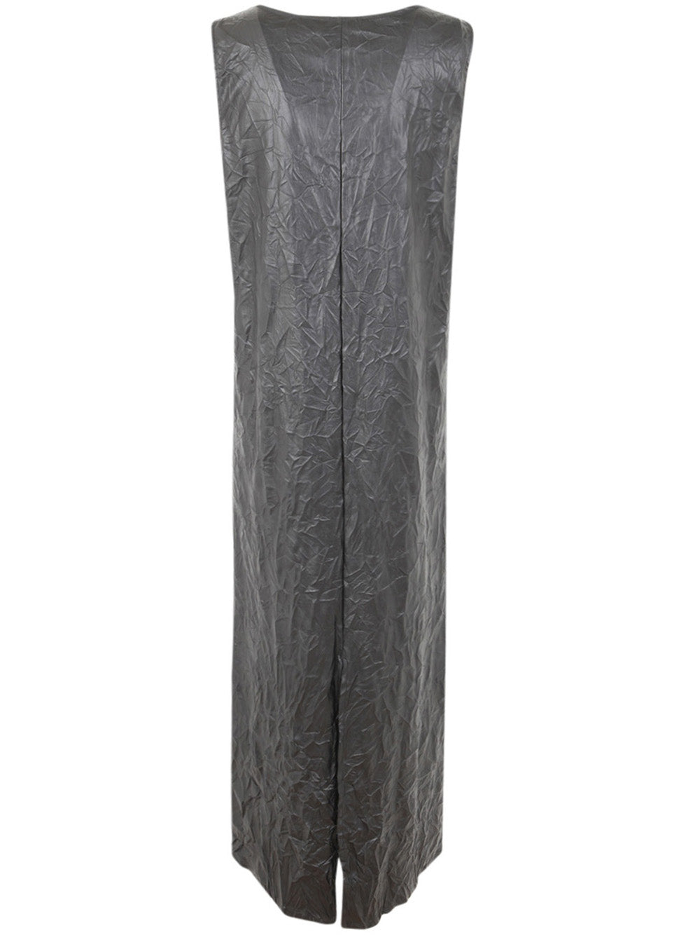 MARIA CALDERARA Crinkled Faux Leather Long Dress
