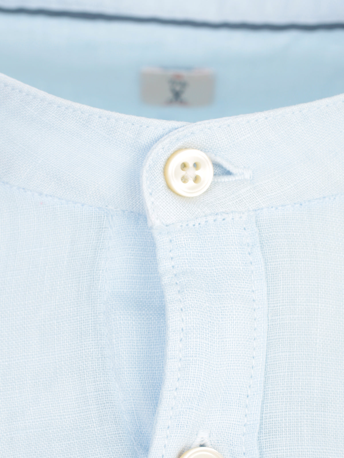 TINTORIA MATTEI Linen Korean Neck Shirt - Mini Fit