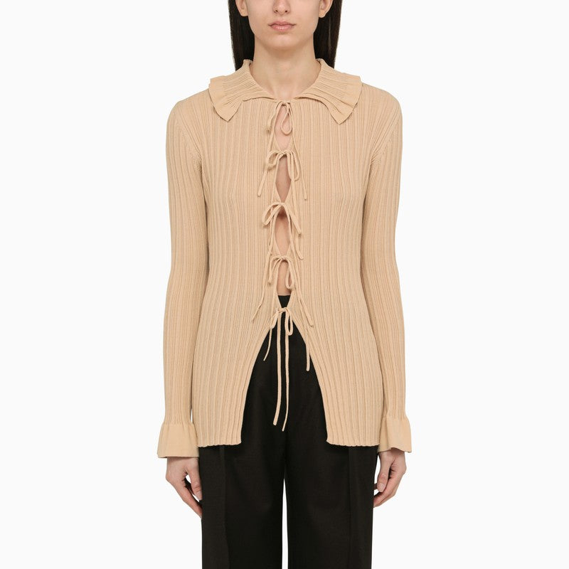 BY MALENE BIRGER Ruffle Collar Slim Fit Knit Cardigan