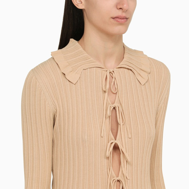BY MALENE BIRGER Ruffle Collar Slim Fit Knit Cardigan