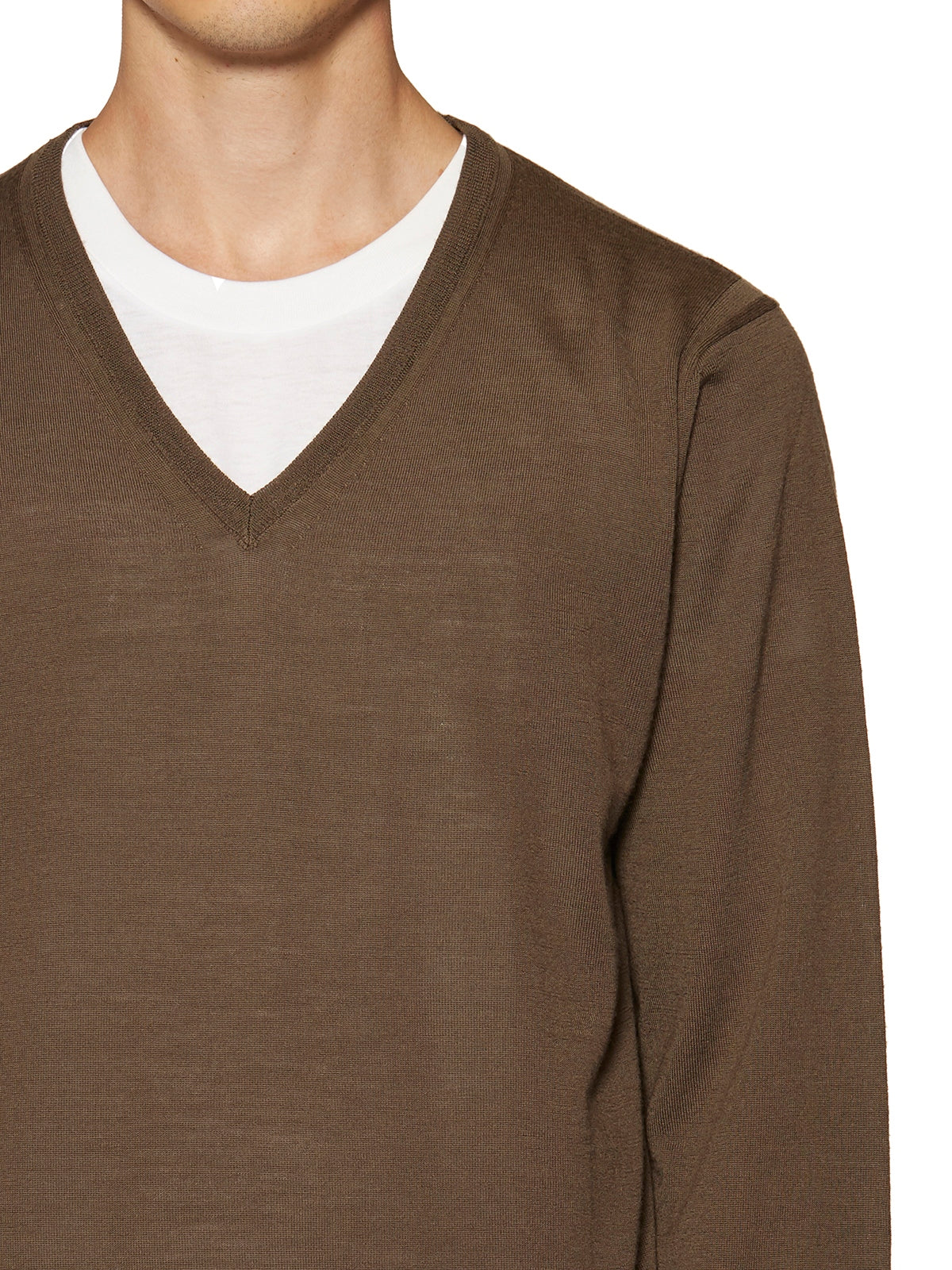 PAOLO PECORA V-Neck Merino Wool Knit Sweater - Size M