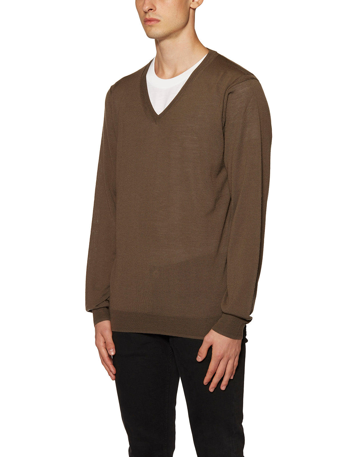 PAOLO PECORA V-Neck Merino Wool Knit Sweater - Size M