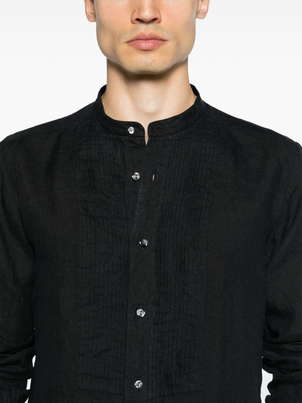 TINTORIA MATTEI Men's Linen Short Sleeve Mini Shirt