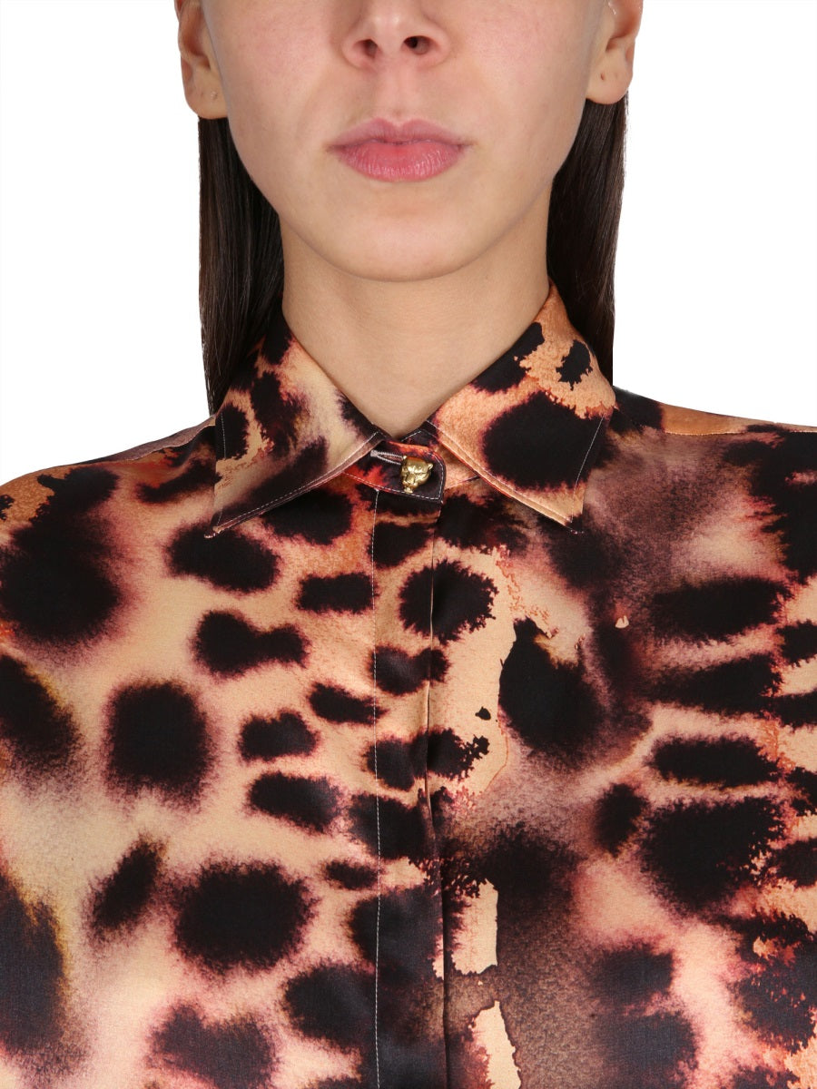 ROBERTO CAVALLI Animal Print Classic Collar Shirt