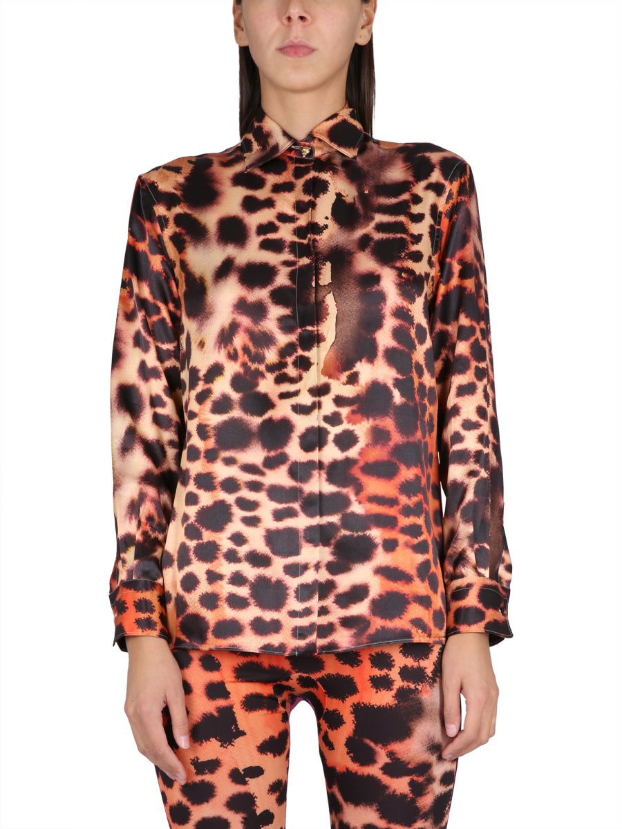 ROBERTO CAVALLI Animal Print Classic Collar Shirt