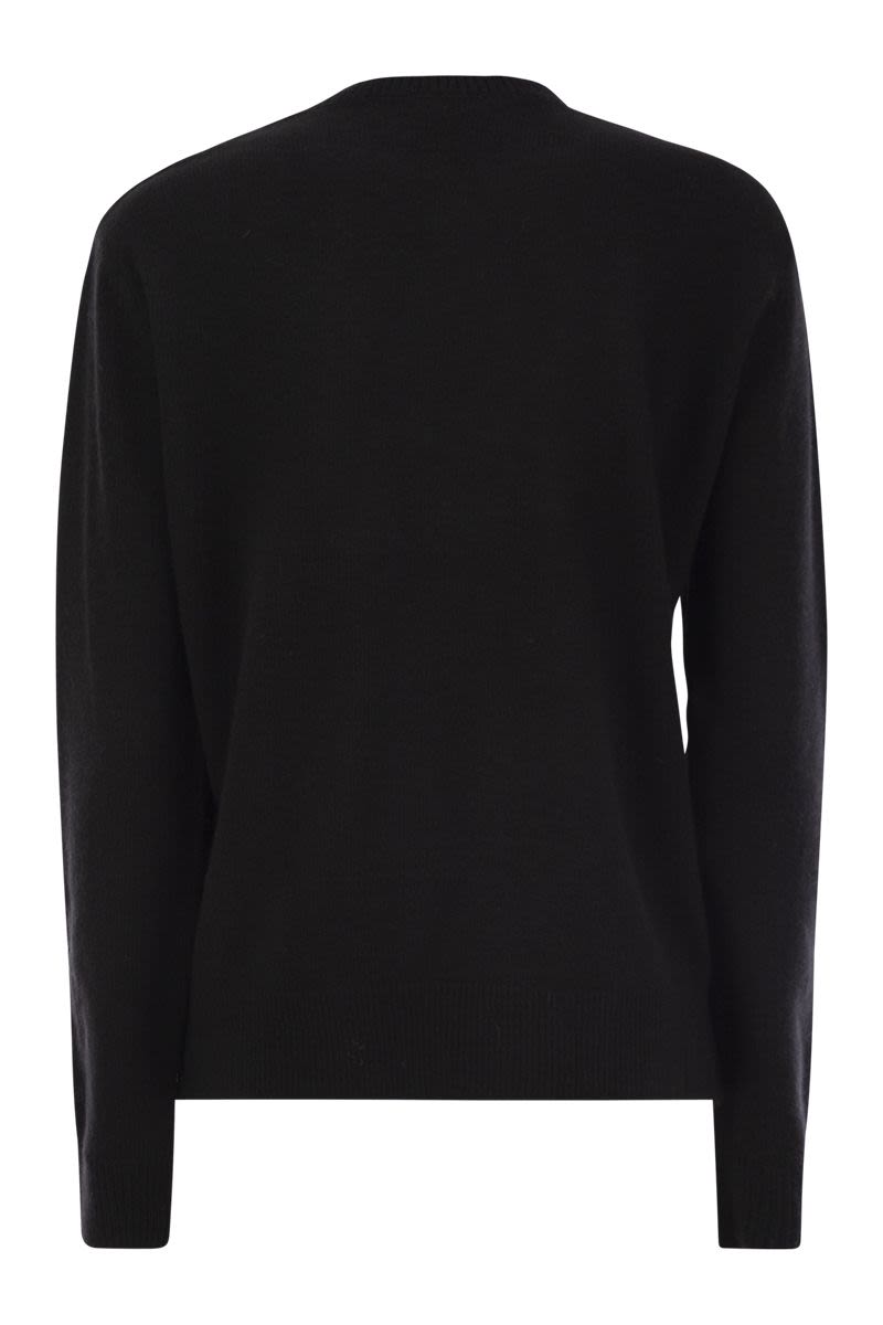 MC2 SAINT BARTH Wool and Cashmere Blend Sweater with Embroidered Lettering