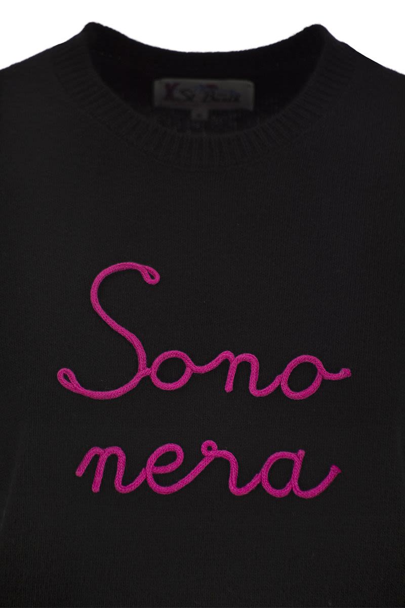 MC2 SAINT BARTH Wool and Cashmere Blend Sweater with Embroidered Lettering