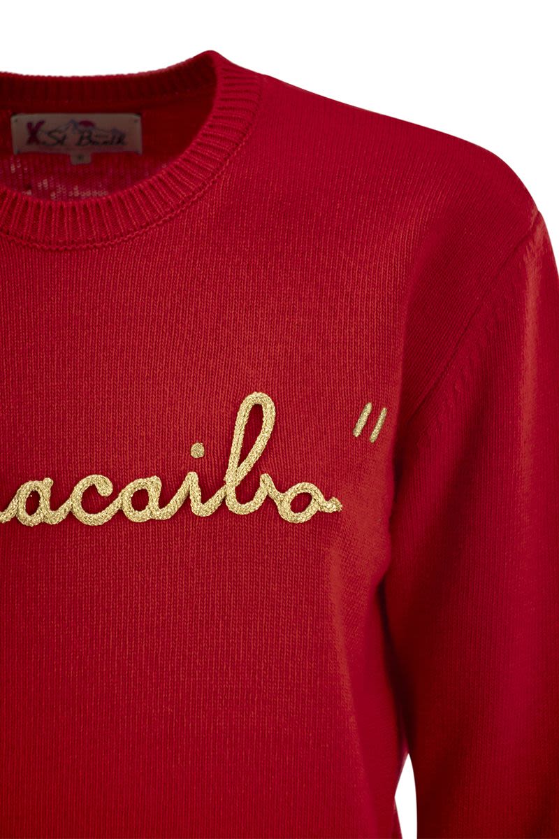 MC2 SAINT BARTH Wool Cashmere Blend Sweater with Embroidered Design