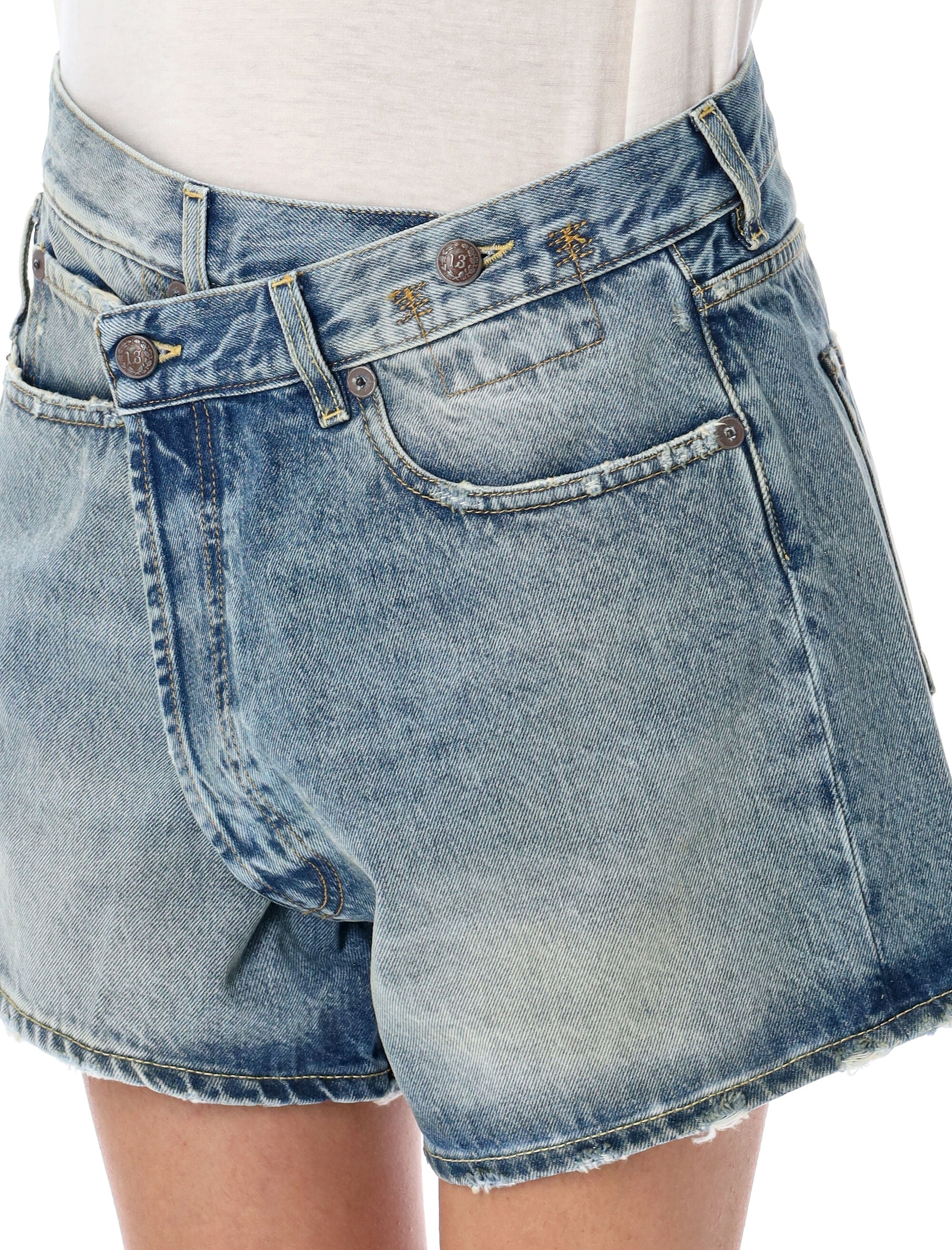 R13 Crossover Denim Shorts - Size 27