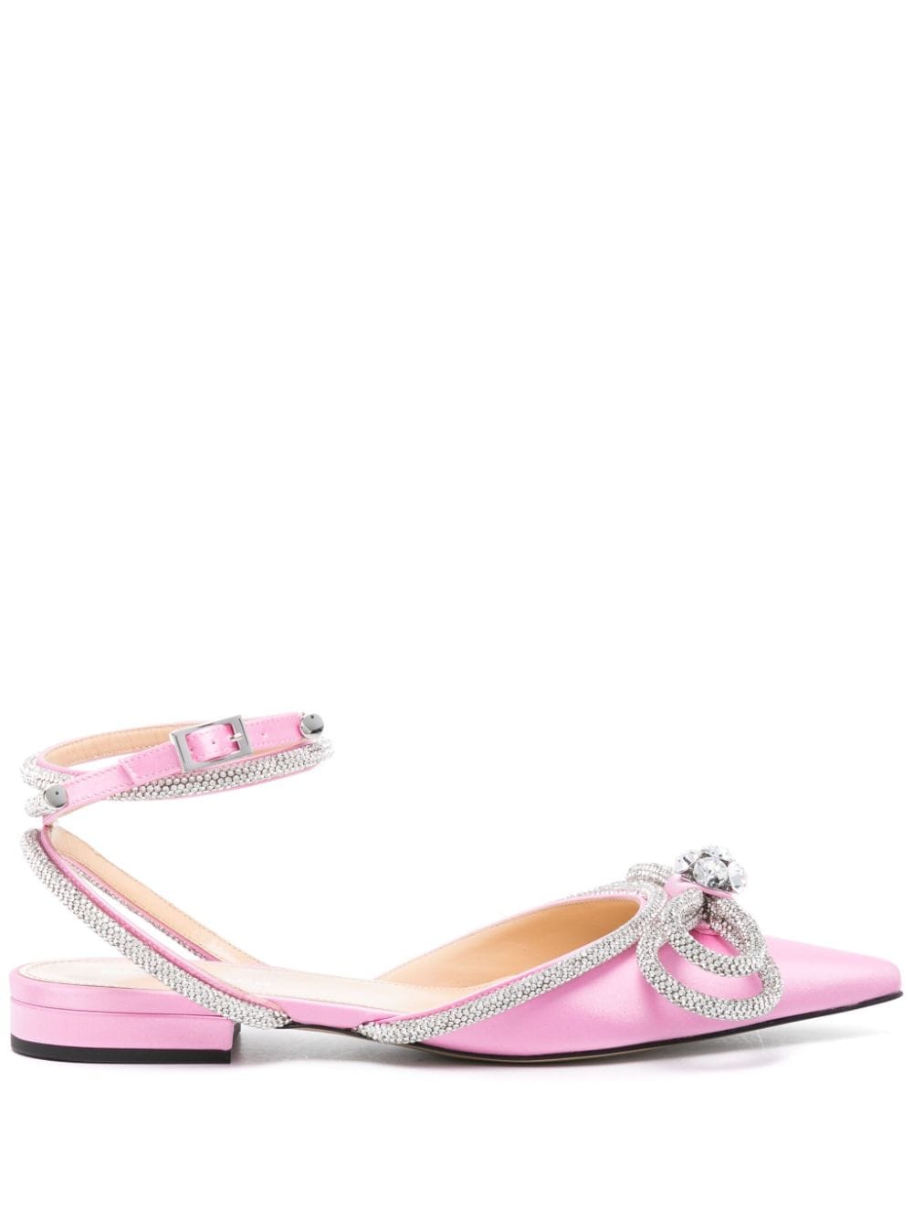 MACH & MACH Double Bow Satin Slingback Ballet Flats