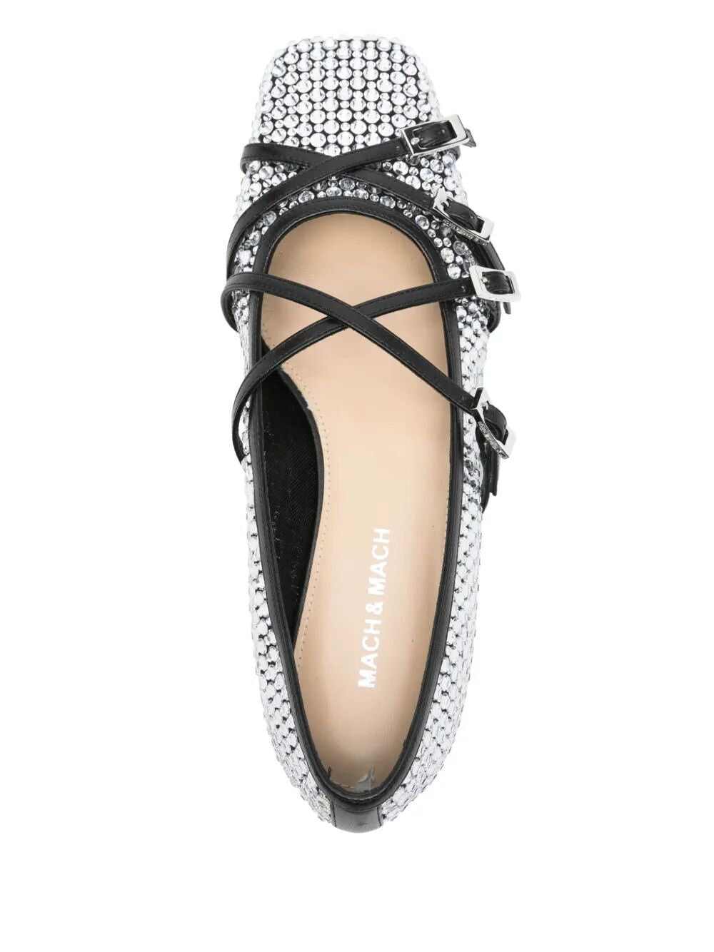 MACH & MACH Embellished Fabric Ballerinas with Strap